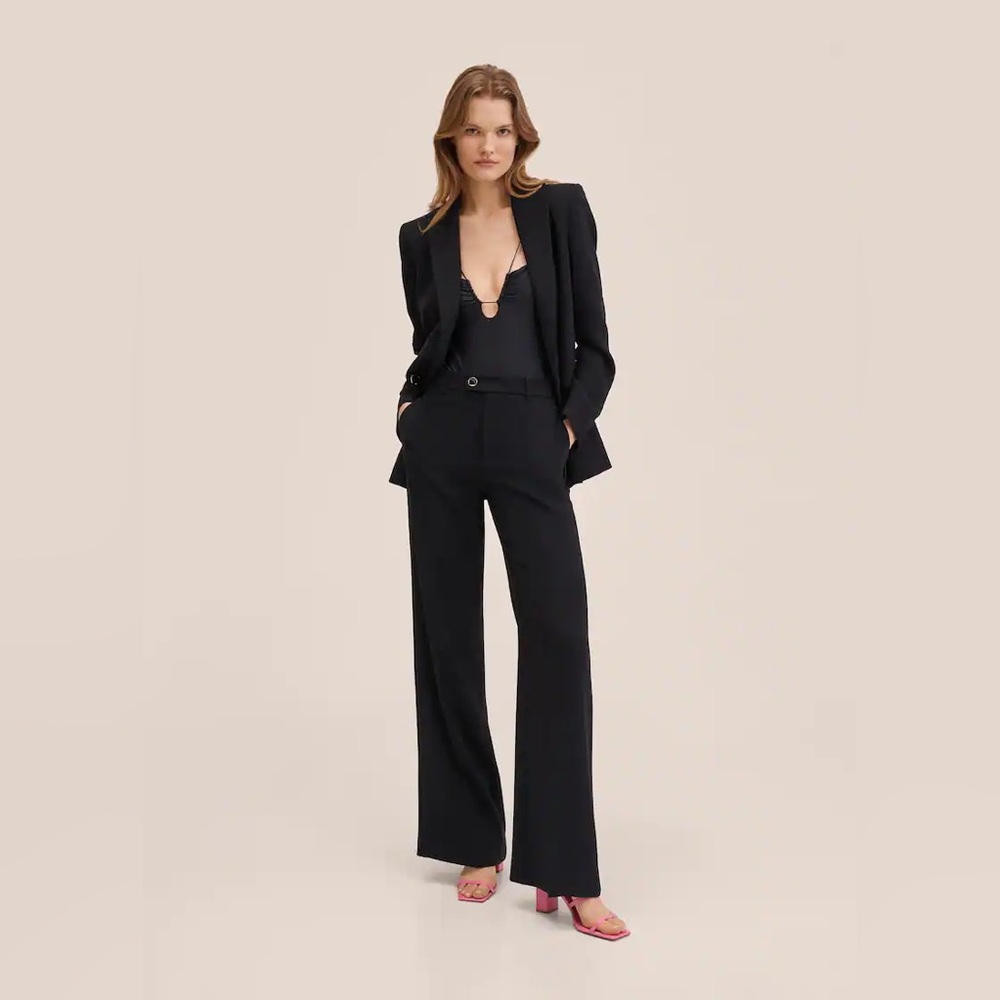 MANGO Midrise wide leg suit pants